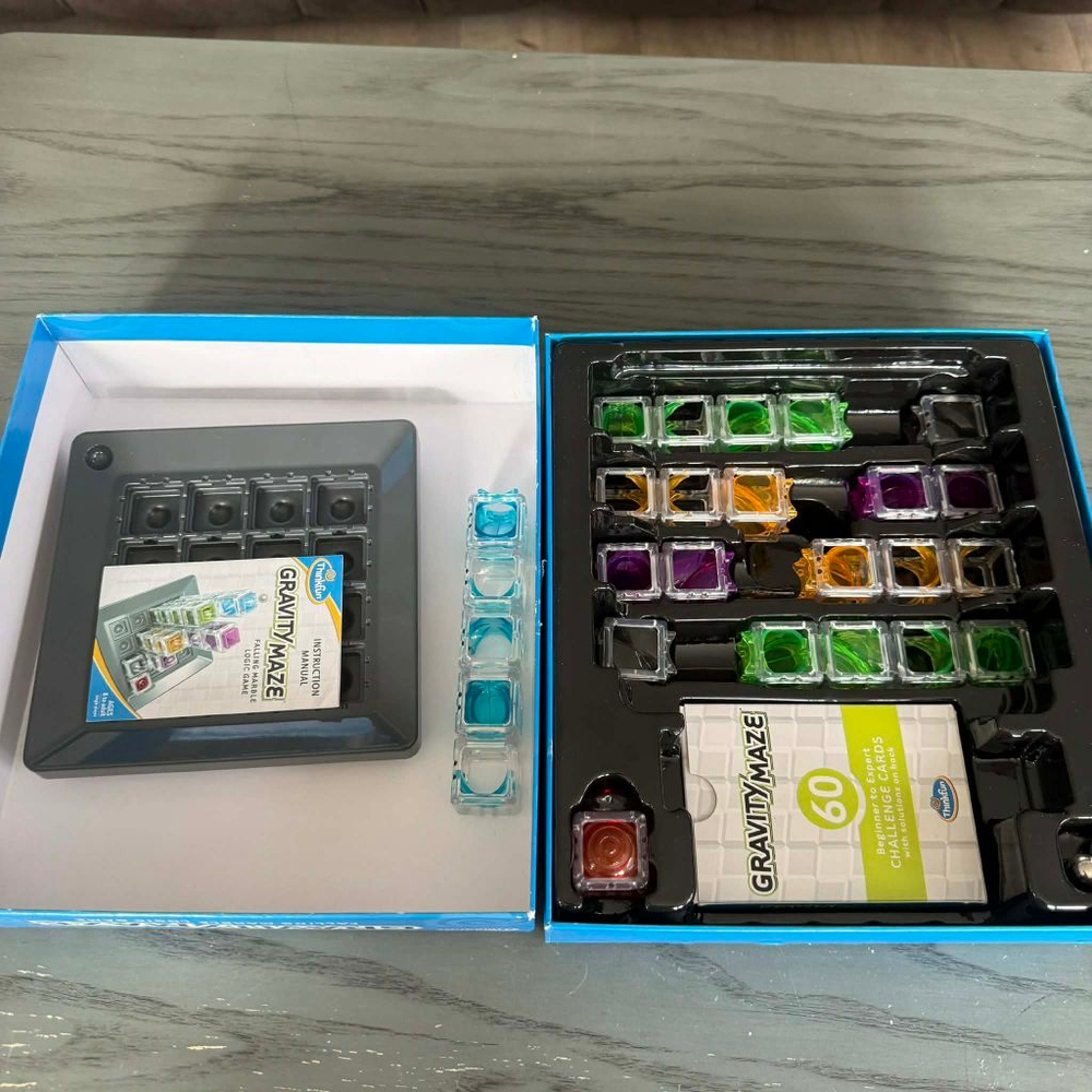Thinkfun Gravity Maze Falling Marble Logic Game Blue Gray